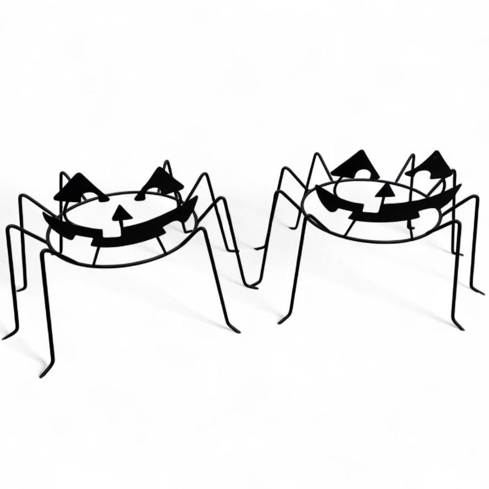 Spider Planter Stands Set of 2 Black Metal Halloween Decor Witchy Pumpkin Gothy - Picture 5 of 8